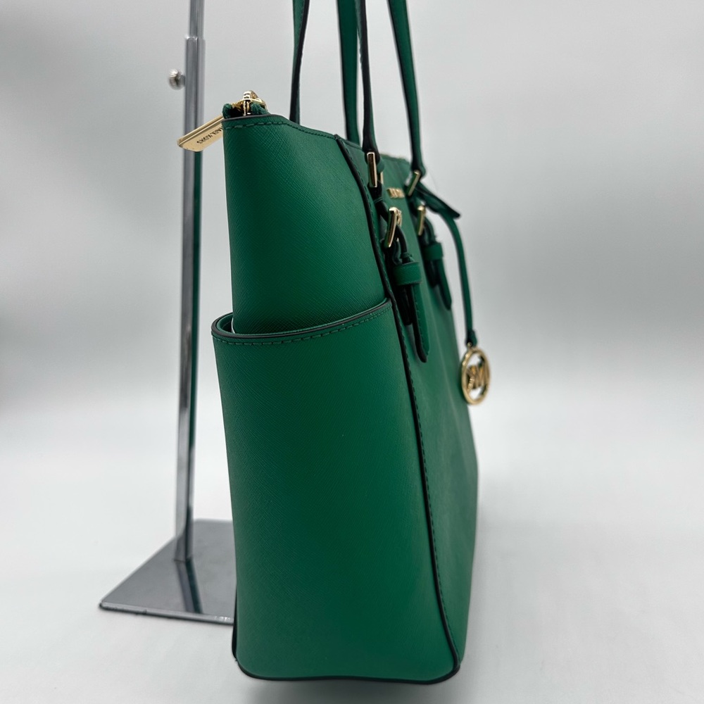 Michael Kors Large Charlotte Tote Bag Green/Gold - Picture 6 of 12